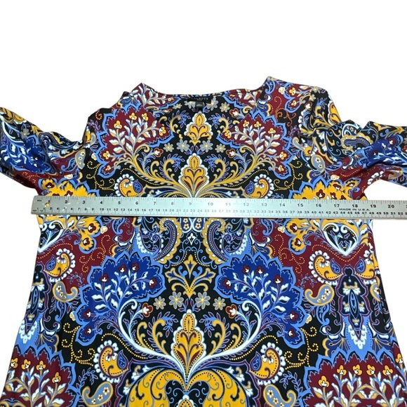 TALBOTS Paisley Print 3/4 Sleeve Jersey Knit Sheath Dress Popover Style Sz LP - Picture 6 of 12